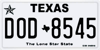 TX license plate DOD8545