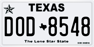 TX license plate DOD8548