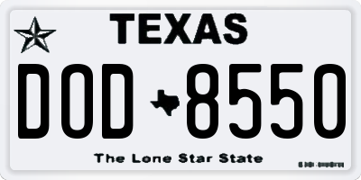 TX license plate DOD8550