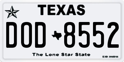TX license plate DOD8552