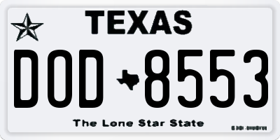 TX license plate DOD8553