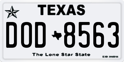 TX license plate DOD8563
