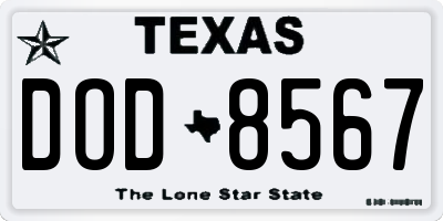 TX license plate DOD8567