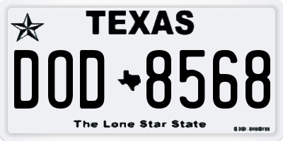 TX license plate DOD8568