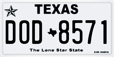 TX license plate DOD8571