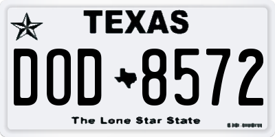 TX license plate DOD8572