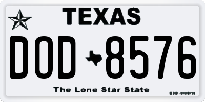 TX license plate DOD8576