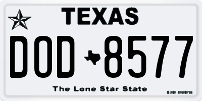 TX license plate DOD8577