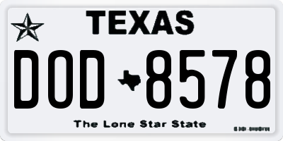 TX license plate DOD8578