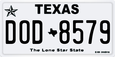 TX license plate DOD8579