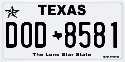 TX license plate DOD8581