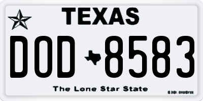 TX license plate DOD8583