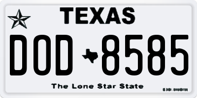 TX license plate DOD8585