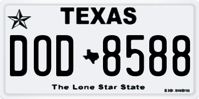 TX license plate DOD8588