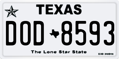 TX license plate DOD8593