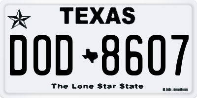 TX license plate DOD8607