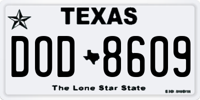 TX license plate DOD8609