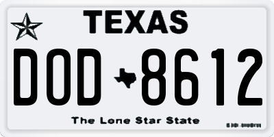 TX license plate DOD8612