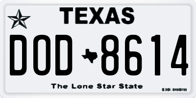 TX license plate DOD8614