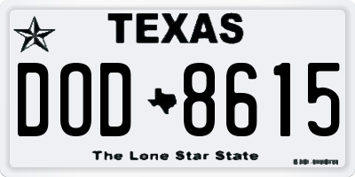 TX license plate DOD8615