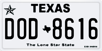 TX license plate DOD8616