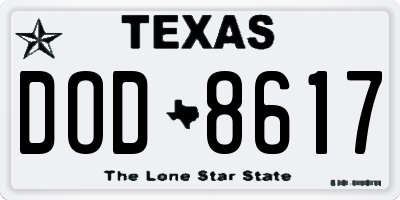 TX license plate DOD8617