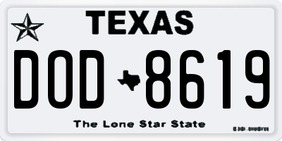 TX license plate DOD8619
