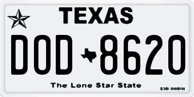 TX license plate DOD8620