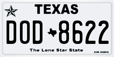 TX license plate DOD8622