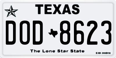 TX license plate DOD8623