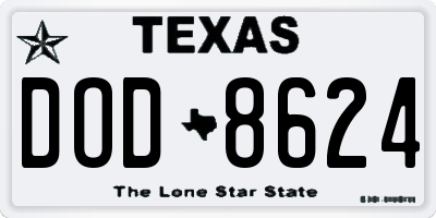TX license plate DOD8624