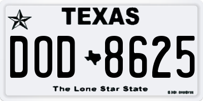 TX license plate DOD8625