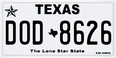 TX license plate DOD8626