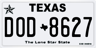 TX license plate DOD8627