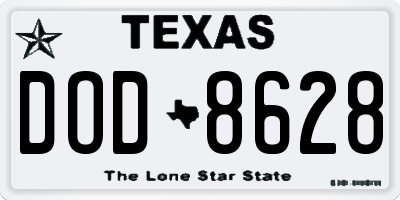 TX license plate DOD8628