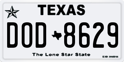 TX license plate DOD8629