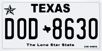 TX license plate DOD8630