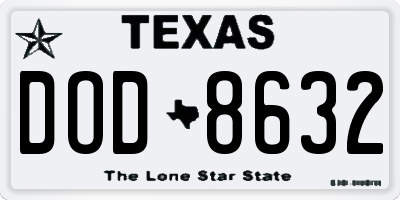 TX license plate DOD8632