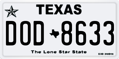 TX license plate DOD8633
