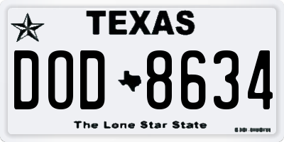 TX license plate DOD8634