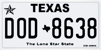TX license plate DOD8638
