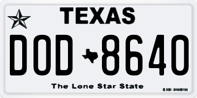 TX license plate DOD8640