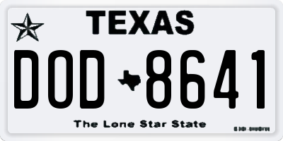 TX license plate DOD8641