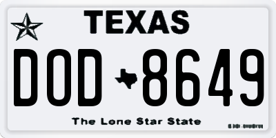 TX license plate DOD8649