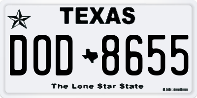 TX license plate DOD8655