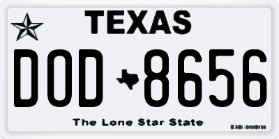 TX license plate DOD8656