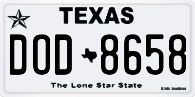 TX license plate DOD8658