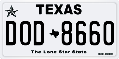TX license plate DOD8660