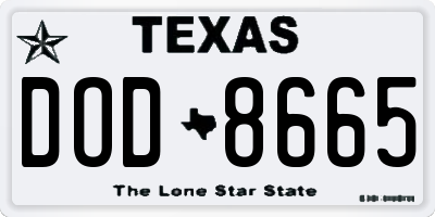 TX license plate DOD8665