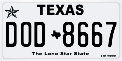 TX license plate DOD8667